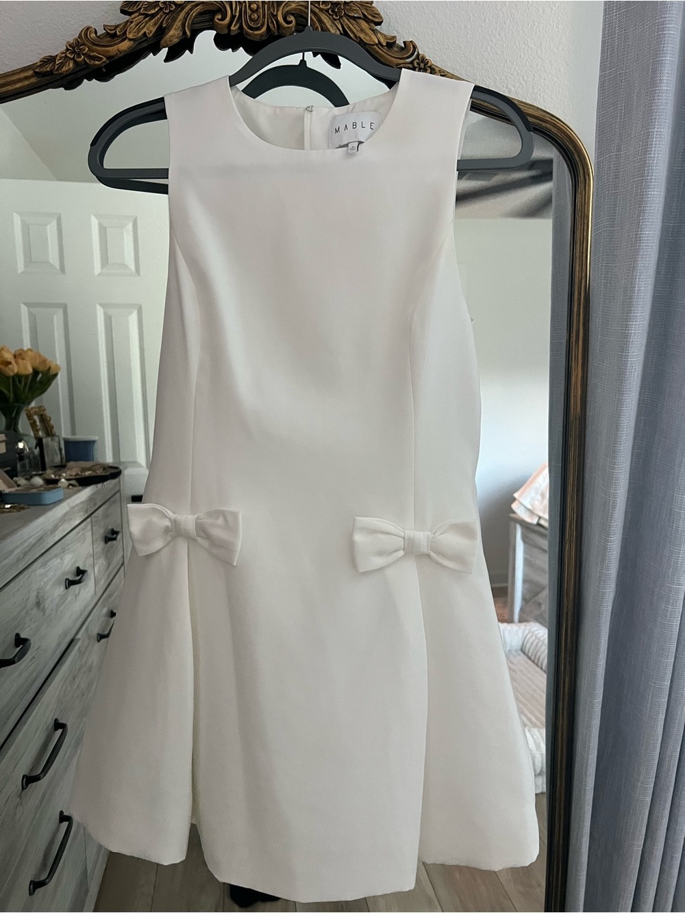 Mable White Bow Mini Dress